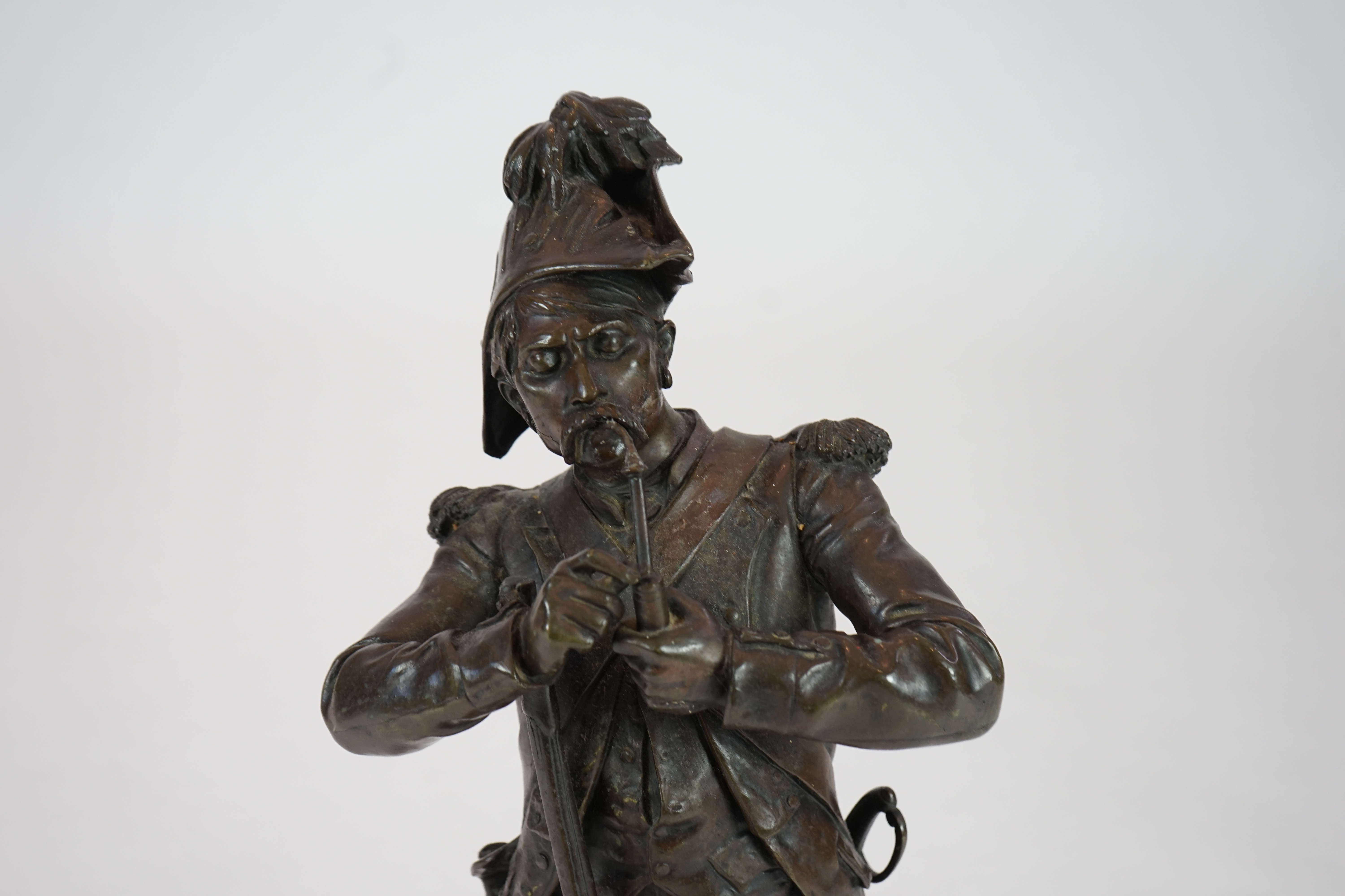 Henri Etienne Dumaige (French, 1830-1888), a bronze figure 'Apres le Combat Grenadier de 1792'